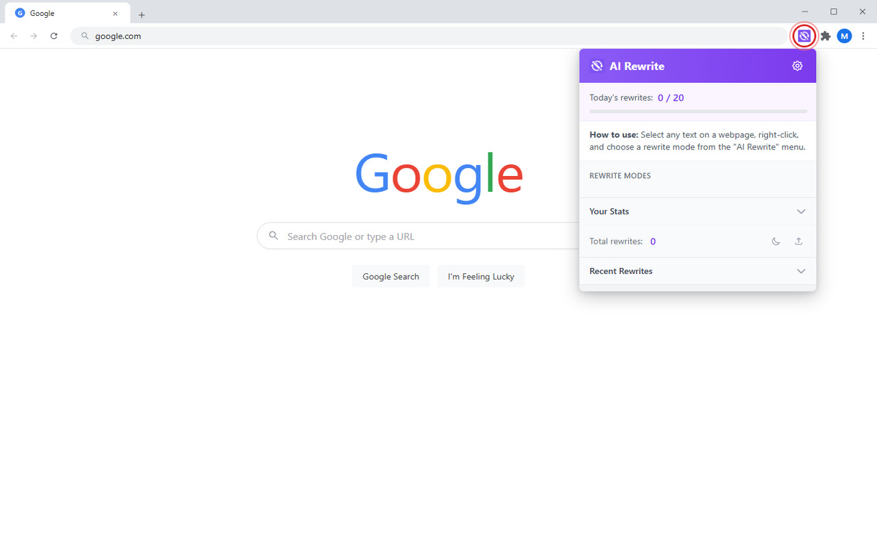 AI Rewrite Paragraph popup
