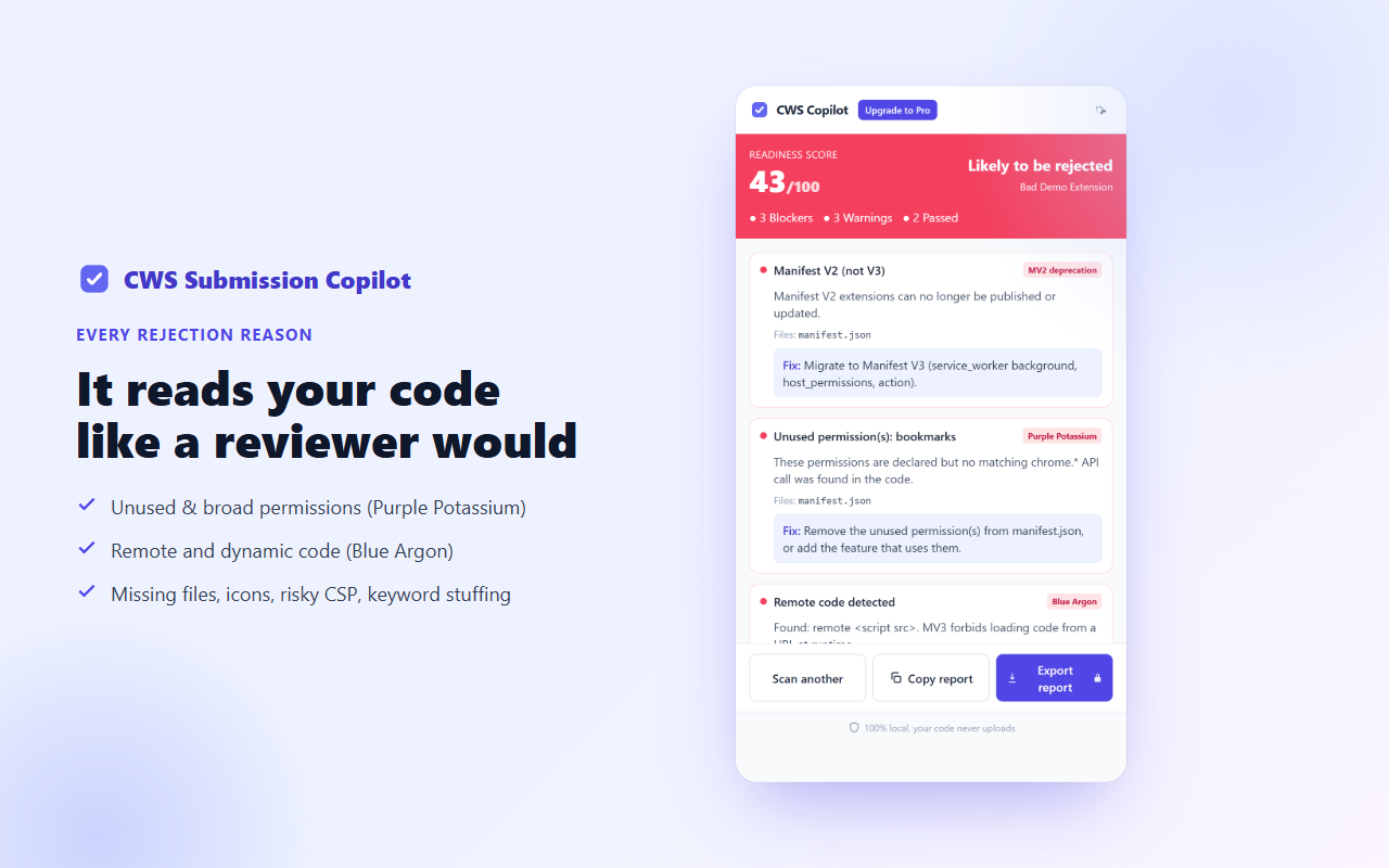 Permission audit and remote-code detection view
