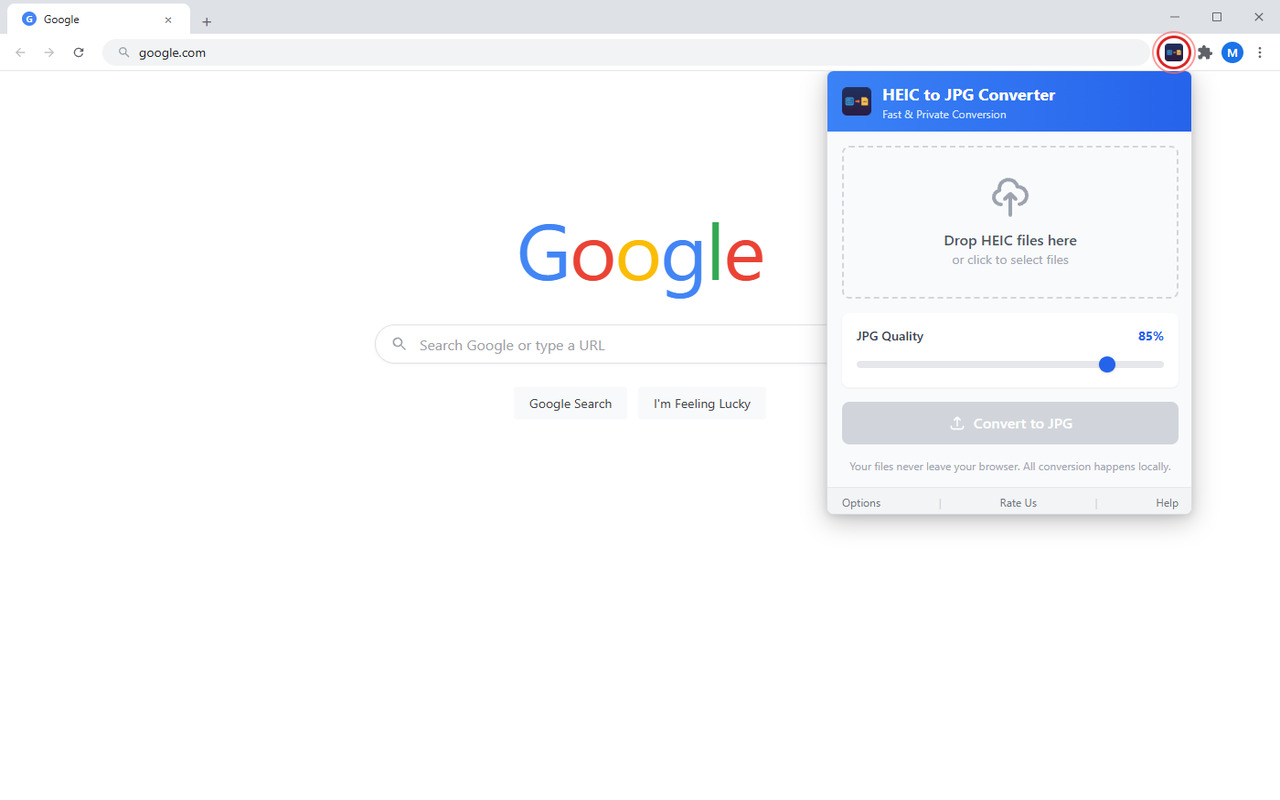 HEIC to JPG Converter popup