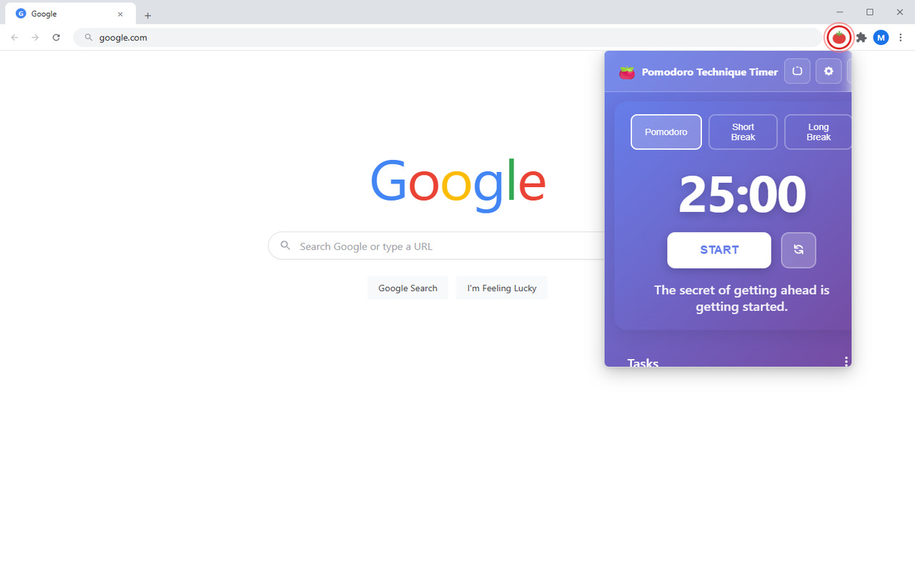 Pomodoro Technique Timer popup
